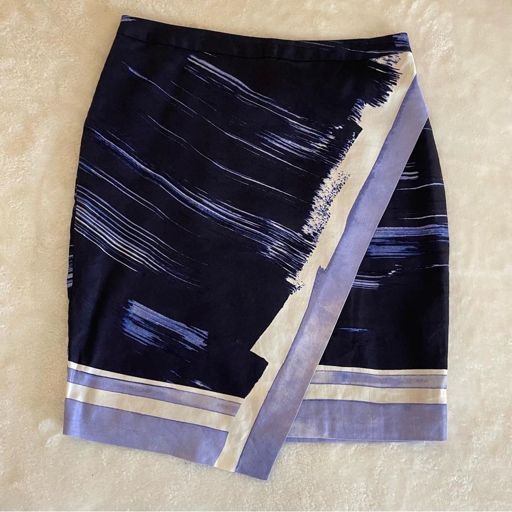 Banana Republic Navy Lavender Wrap Look Silky Skirt Women’s Size 8P